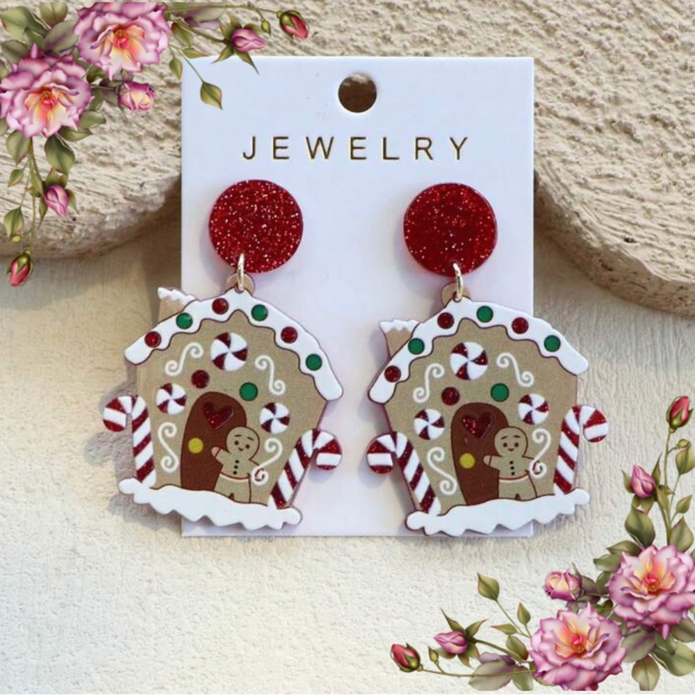 Festive Gingerbread House Earrings